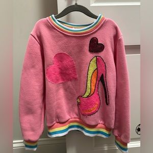 Lola + the boys pink high heel fashion  sweatshirt. Size 6 but runs small.